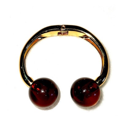 Pulseira Dourada Dura Bola Marrom