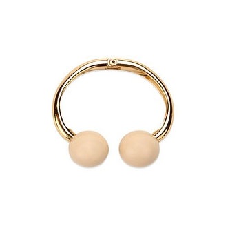 Pulseira Dura Dourada Bola Branca